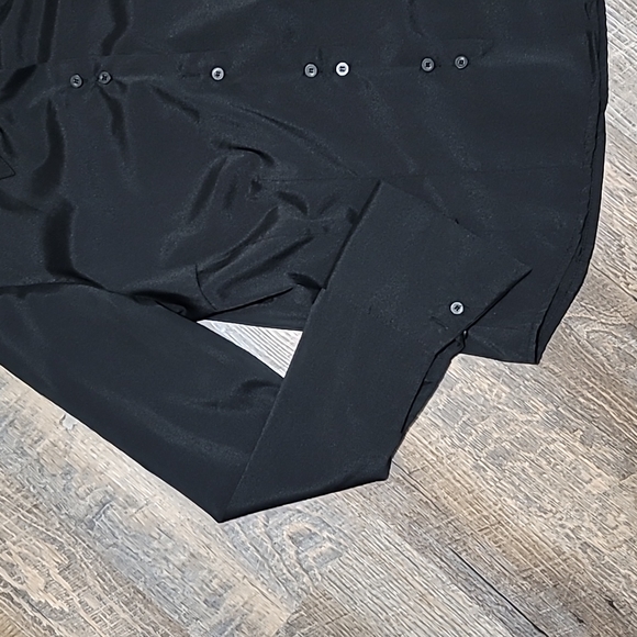 Gently Loved girls dress shirt size medium by beechers Brook stretch black shiny - Picture 2 of 9